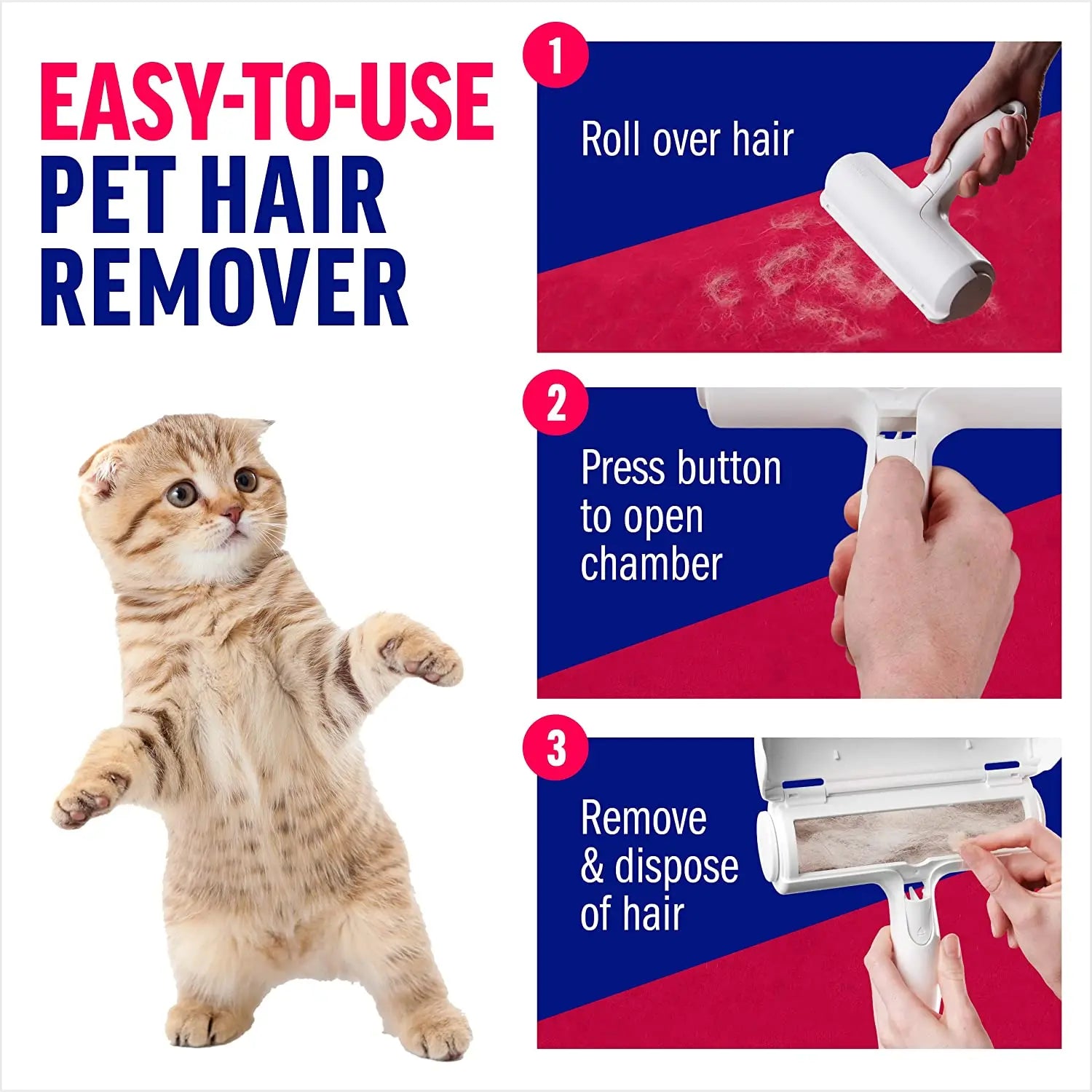 Portable Washable Pet Hair Remover Roller