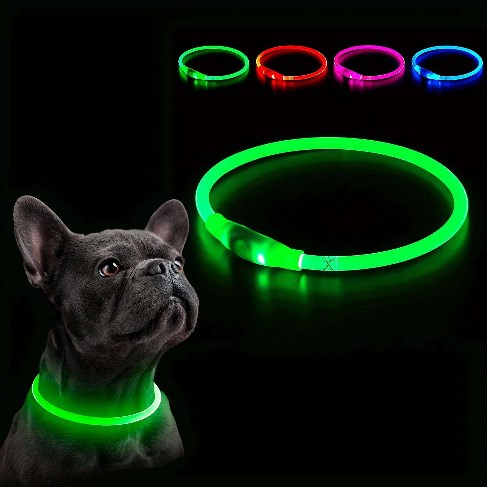 USB Rechargeable LED Dog Collar for Night Walks
