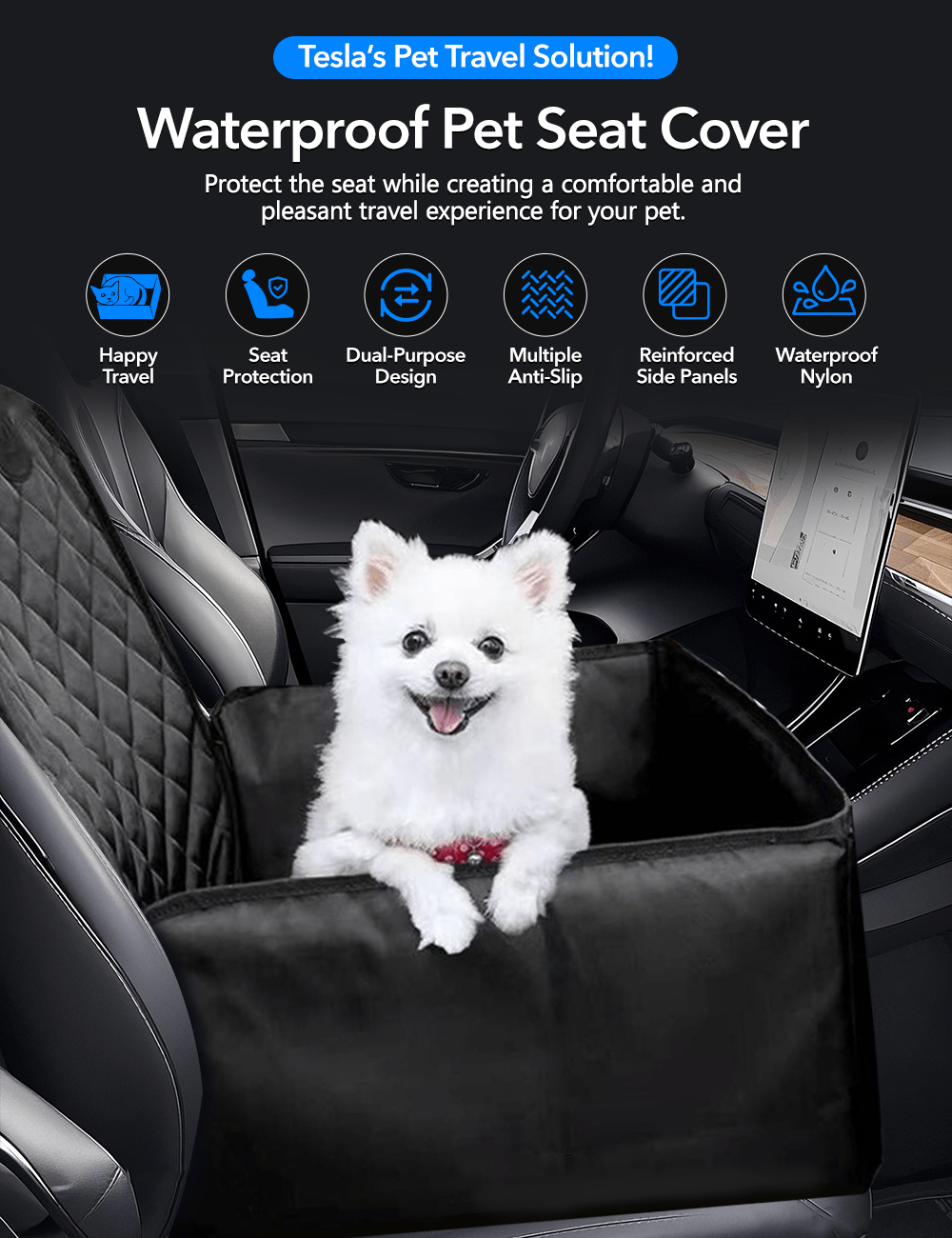 Tesla Model 3/Y/S/X Waterproof Trunk Dog Cover/Carrier
